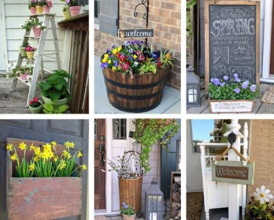 ideas y diseños rústicos de decoración de porches de primavera